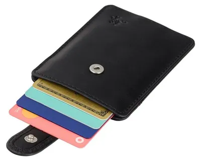 Zdjęcie produktu dla Visconti portfel męski skóra naturalna czarny 10x7 cm RFID Slim cardholder