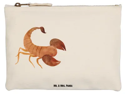 Produktbild von Mr. & Mrs. Panda kosmetiktäschchen Sternzeichen Skorpion Classic Größe M - Weiß - Geschenk, November, Schminktäschchen, Waschtasche, Kulturtasche, Schulmäppchen