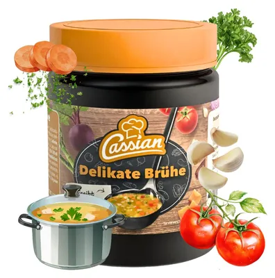 Produktbild von CASSIAN Klare Delikatess Brühe 140g Glas - ergibt 7 Liter, sofort löslich