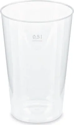 Produktbild von 30x Mehrwegbecher Pfandbecher transparent PP Eichstrich 0,5 l Ø 9,1 cm