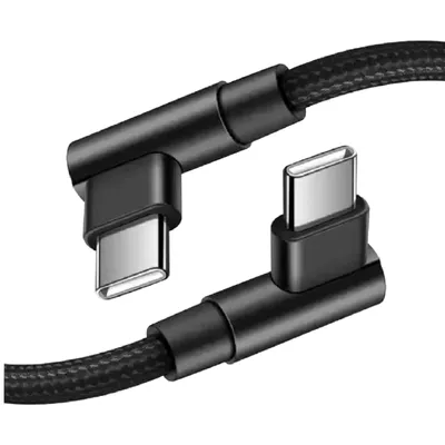 Produktbild von Schnellladekabel Nylon USB-C zu USB-C Ladekabel 90° Winkelkabel 1 meterTyp-C auf Typ-C