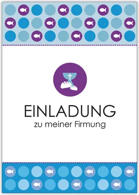 Produktbild von Moderne Einladungskarte zu meiner Firmung für Jungen mit Fischen