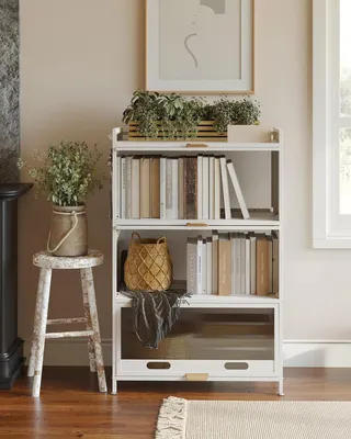 Produktbild von Edelstahl 4-stufiges Küchenregal mit Rollen - Vintage Aufbewahrungsregal für Küche und Wohnzimmer