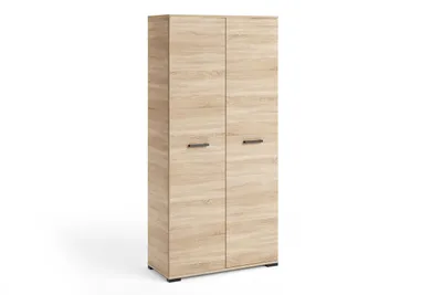 Produktbild von Kleiderschrank FINO mit 2 Türen, Kleiderschrank mit Kleiderstange und Einlegeböden, Schlafzimmerschrank mit Stauraum, Garderobenschrank, Eiche Sonoma