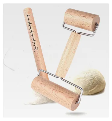 Produktbild von Teigroller Set, Nudelholz Teigroller, Kleine und Mittlere Teigrolle mit 2 Walzen, Nudelholz Holz für Pizza, Desserts, handgerollte Teigwaren und Teig für Jiaozi