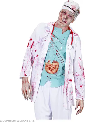 Produktbild von Kostüm Zombie Doktor XL (Kittel mit Hemd und Gedärmen, Kopfbedeckung)