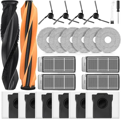 Produktbild von 24 Stück Zubehör für Dreame X50 Ultra Complete / L50 Pro Ultra / X50 Master / L40s Pro Ultra / Matrix10 Ultra Saugroboter, 6 Staubbeutel 6 Wischtücher 4 Filter 4 Seitenbürste 2 Hauptbürste
