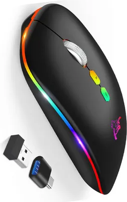 Produktbild von INF Leise Dual-Mode-Maus: Wiederaufladbare kabellose Bluetooth 5.1 B