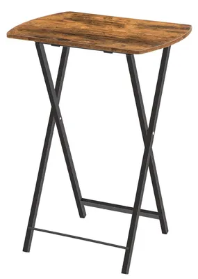 Immagine prodotto di TRANKIELO® - Tavolino pieghevole - Design industriale - Colore marrone rustico - Ideale per soggiorno e camera da letto