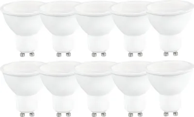 A group of ten identical LED light bulbs arranged in two rows.