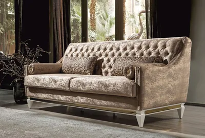 Produktbild von Beiger 3-Sitzer Textilsofa Chesterfield Dreisitzer Polster Couchen 3-er