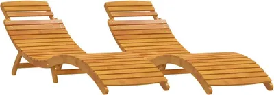 Zdjęcie produktu dla vidaXL Leżak 2 szt. brązowy 55 x 184 x 64 cm lite drewno akacjowe