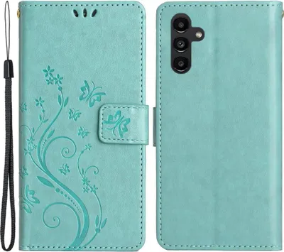Produktbild von Samsung Galaxy A54 Hülle - Coverup Blumen & Schmetterlinge Klapphülle - Mintgrün