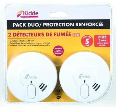 Image de Lot de 2 detecteurs de fumee KIDDE 5y29 nf, 5 ans