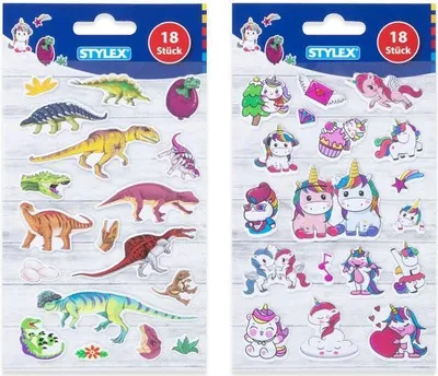 Produktbild von Stylex 36523 18 Sticker Dino oder Einhorn 1 Stück