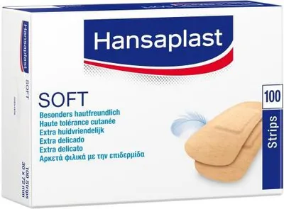 Produktbild von Hansaplast SOFT Strips 7,2 x 3,0 cm 100 Stück Pflasterstreifen