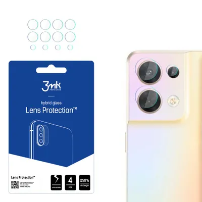 Produktbild von 3mk Hybridglas Lens Protection für Oppo Reno 8 5G Kamera Objektiv Kameralinse 0,16mm 6H (4 Stück)