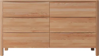 Produktbild von Visby Modena Moderne Kommode mit 6 Schubladen / Minimalistische Kommode aus Holz / Naturfarben / 150,5x91,5 CM