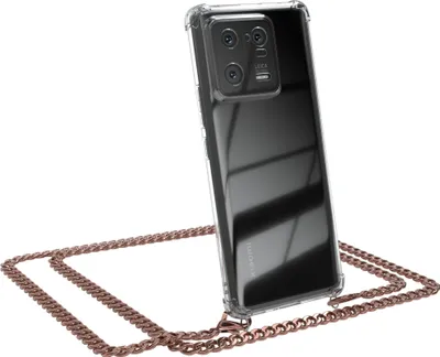 Produktbild von EAZY CASE Metall Handykette für Xiaomi 13 Pro, Handyhülle mit Umhängeband, Silikonhülle, Metallkette für Smartphone in Rosa