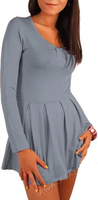 Produktbild von Damen Longshirt Minikleid Langarm mit Raffungen; Grau/S/M