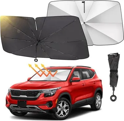Produktbild von Famanu Auto-Sonnenschutz mit UV-Schutz für die Windschutzscheibe - Faltbare Sonnenblende 74 x 142 cm