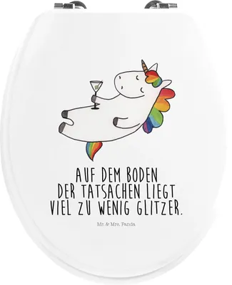 Produktbild von Mr. & Mrs. Panda klo deckel Einhorn Cocktail - Weiß - Geschenk, Freundin, Spruch, Sekt, Geburtstag, Klobrille, Deko, Einhörner, WC-Sitz, Klodeckel, WC, Toilettendeckel