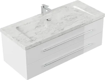 Produktbild von Badmöbel Marmor Carrara White YAMO 130 cm 1 Hahnloch SoftClose in versch. Ausführungen