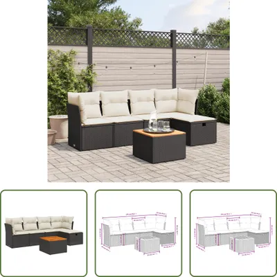 Produktbild von The Living Store 6-tlg. Garten-Sofagarnitur mit Kissen Schwarz Poly Rattan