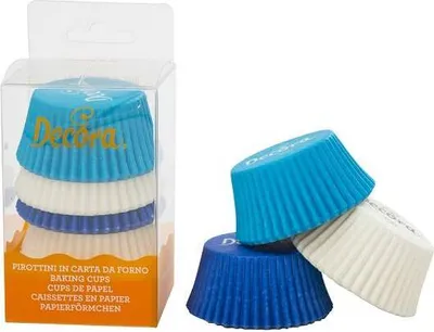 Produktbild von Pappbecher WEISS BLAU 50x32 mm DECORA 75 Stück