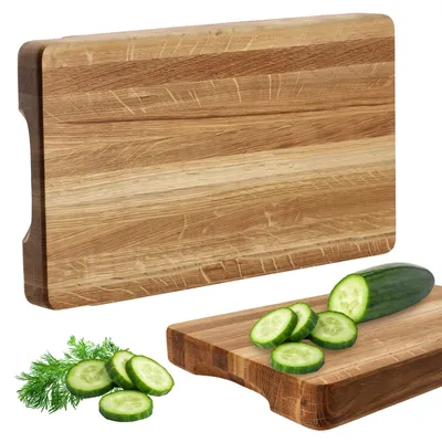 Image de Planche à découper, en bois de chêne durable, polyvalente pour une utilisation en cuisine, couleur marron