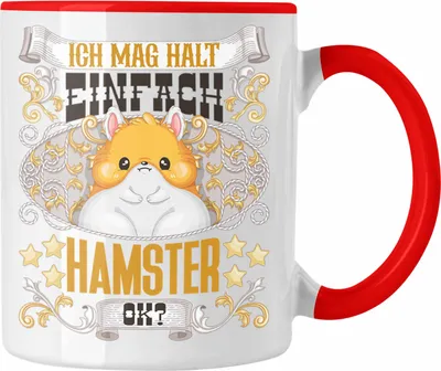 Produktbild von Trendation - Hamster Tasse Geschenk Hamster Besitzer Spruch Geschenkidee Ich Mag Halt Einfach Hamster Ok (Rot)