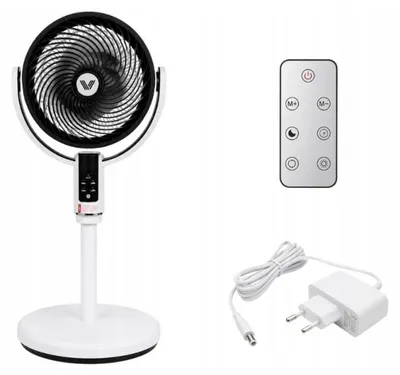 Image de Verk 16044 Ventilateur sur pied avec oscillation, 24 W, 10 vitesses, noir et blanc