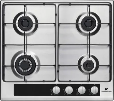 Immagine prodotto di Piano cottura a gas, 4 fuochi, 1 bruciatore triplo, acciaio inox, 58 x 51,5 x 4,2 cm