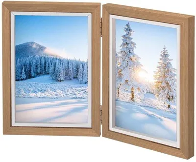 Obrázek produktu pro Dvojité fotorámky, 13 x 18 cm - skládací stojánek - dřevěná koláž - akrylové desky - stolní stojan - pro 2 fotografie - fotorámek z dřevěné koláže