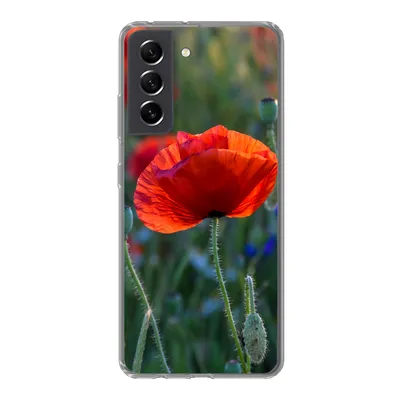 Produktbild von MuchoWow® Handyhülle Schutzhülle Hülle für Samsung Galaxy S21 FE Bunte Mohnblumen in den Niederlanden Silikon Softcase Handy Hülle - Mobiltelefonhülle