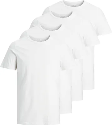 Produktbild von JACK&JONES Herren T-Shirt, 4er Pack - JACBASIC CREW NECK TEE, Kurzarm, einfarbig, Baumwolle Weiß 2XL