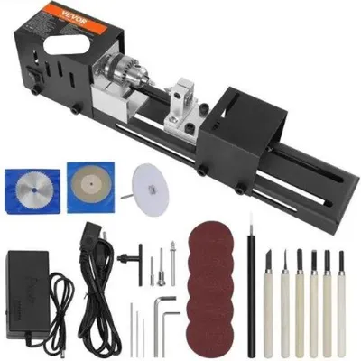 Immagine prodotto di Mini tornio in legno - compatto - 96 W - 7 velocità - accessori inclusi