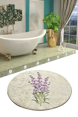 Image de Mijolnir, Lavender Djt, Tapis de bain, Multicolore, Polyester, 100 x 100 cm