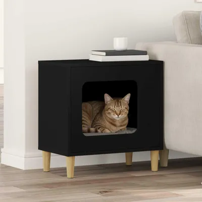 Produktbild von "Schlussverkauf" Katzenhaus moderne - Max. Gewicht: 60 kg - Schwarz 51x30x52 cm Holzwerkstoff  C15701