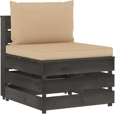 Produktbild von "im Angebot" Modulares Mittelsofa mit Kissen Grau Imprägniertes Holz - Stapelsessel CC2883