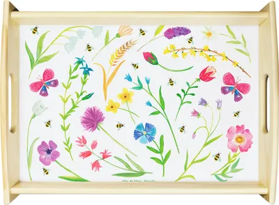 Produktbild von Mr. & Mrs. Panda tablett zum servieren Frühling - Geschenk, Küchentablett, Mai, April, Natur, Serviertablett, Holztablett, Deko, März, Blumen, Servier, Dekoration