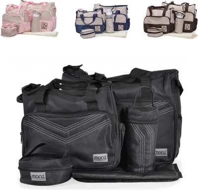 Produktbild von Moni Wickeltasche Stella, Set mit Wickelunterlage, Isoliertasche f. Babyflaschen schwarz