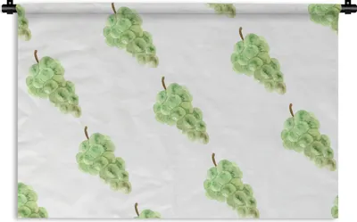 Produktbild von MuchoWow® Wandteppich Wandbehang Weintrauben - Aquarell - Weiß 150x100 cm Tapisserie Dekoration Wandtuch - Waschbar - Tapisserien - Wand-Decke