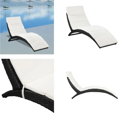 Produktbild von vidaXL Klappbare Sonnenliege mit Auflage Poly Rattan Schwarz - Sonnenliege - Sonnenliegen - Sonnenbett - Sonnenbetten