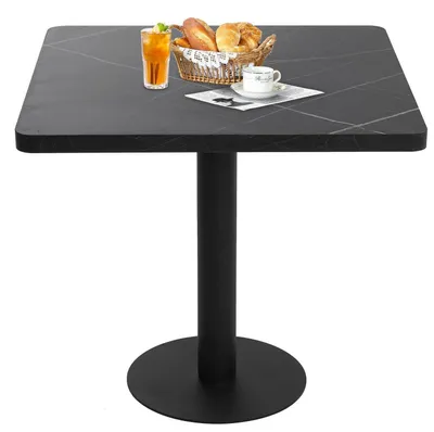 Obrázek produktu pro Jídelní stůl, čtvercový, 80x80 cm, černá barva s efektem mramoru, materiál: MDF, kovová konstrukce