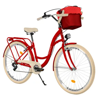 Produktbild von Milord Komfort Fahrrad Mit Korb Damenfahrrad, 26 Zoll, Rot, 7 Gang Shimano