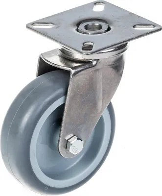 Produktbild von 75mm 3" Edelstahl-Rolle grau Gummi, drehbar, 60kg