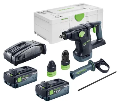 Produktbild von Festool KHC 18 EB-Basic Akku Kombihammer 18 V 2,6 J SDS-Plus Brushless + 2x Akku 8,0 Ah + Schnellladegerät + Systainer