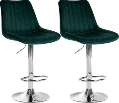 Produktbild von 2er Set Barhocker HLO-CP296 Samt chrom  grün