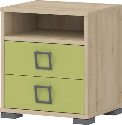 Produktbild von Nachtkästchen 07, Farbe: Buche / Olive - 50 x 44 x 37 cm (H x B x T)